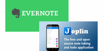 Evernote and Joplin logos.