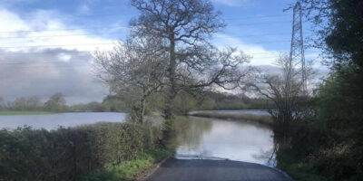 A flooded road
