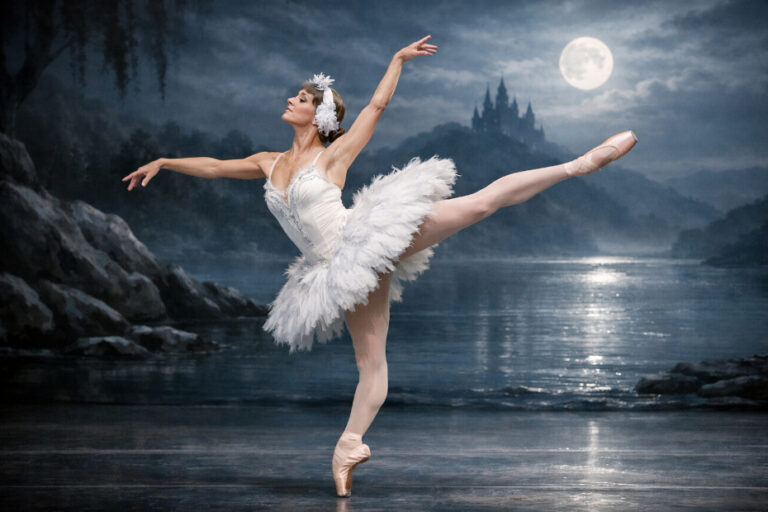 Swan Lake Under Moonlight